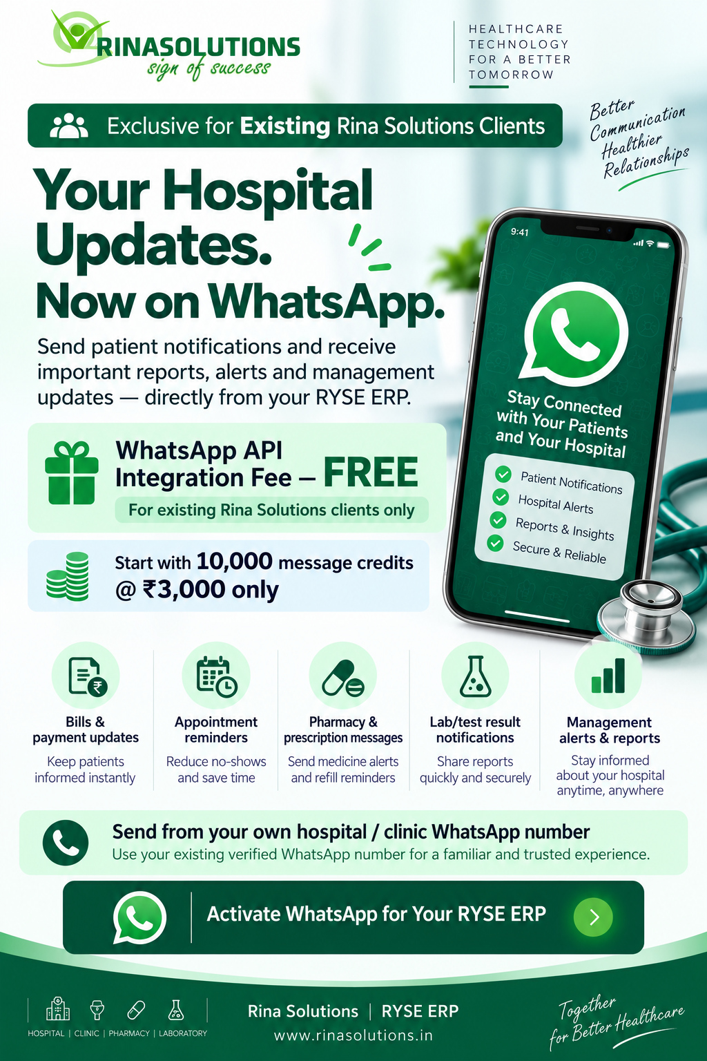 Your Hospital Updates. Now on WhatsApp